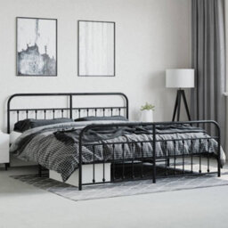 Berkfield Metal Bed Frame With Headboard And Footboard Black 193X203 Cm - thumbnail 4