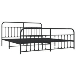 Berkfield Metal Bed Frame With Headboard And Footboard Black 193X203 Cm - thumbnail 5