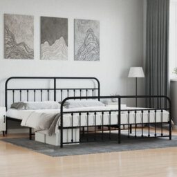 Berkfield Metal Bed Frame With Headboard And Footboard Black 193X203 Cm - thumbnail 1