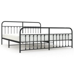 Berkfield Metal Bed Frame With Headboard And Footboard Black 193X203 Cm - thumbnail 2