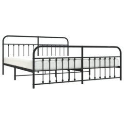 Berkfield Metal Bed Frame With Headboard And Footboard Black 193X203 Cm - thumbnail 3