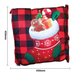 Netagon Xmas Haus Christmas Themed Cushion Stocking Red/black Linen - thumbnail 2