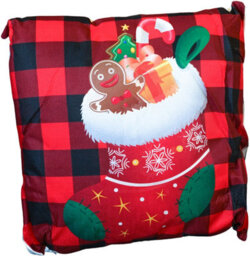 Netagon Xmas Haus Christmas Themed Cushion Stocking Red/black Linen