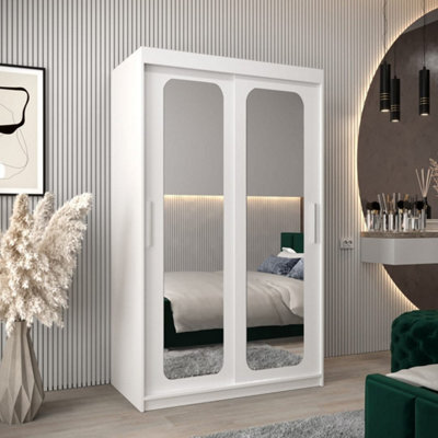 Arte Uppsala T3 Sliding Door Wardrobe 120Cm In White - Sleek Mirrored Wardrobe For Light-Filled Living - image 1