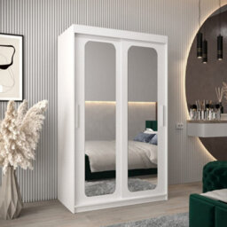Arte Uppsala T3 Sliding Door Wardrobe 120Cm In White - Sleek Mirrored Wardrobe For Light-Filled Living
