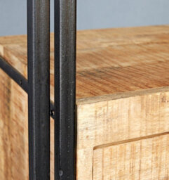 Buttercup Farm Cosmo Industrial Slim Bookcase - Solid Mango Wood - L40 X W55 X H200 Cm - thumbnail 5