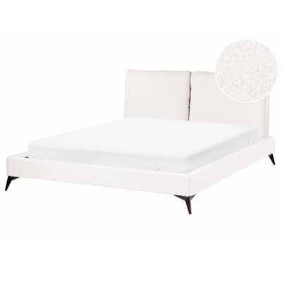 Beliani Bed Boucle Melle 160 X 200 Cm (Eu King Size) Off-White - image 1
