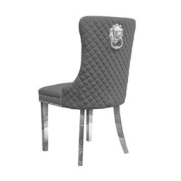 Groundlevel Set Of 2 Plush Velvet Dining Chairs With Lion Head Knocker - thumbnail 3