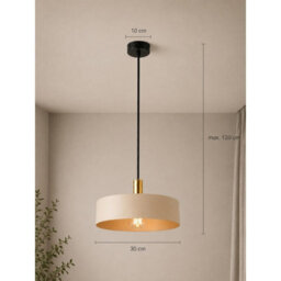 Luminosa Lighting Luminosa Latte Dome Pendant Ceiling Light Beige, Gold 1X E27 - thumbnail 3