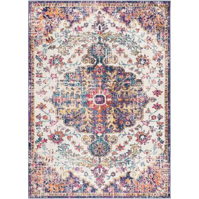 Livabliss Harput-Vintage Blue Orange Yellow Grey Traditional Boho Living Dining Bedroom Rug 200 X 275 Cm Easy Care, Non Shedding - image 1