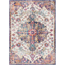 Livabliss Harput-Vintage Blue Orange Yellow Grey Traditional Boho Living Dining Bedroom Rug 200 X 275 Cm Easy Care, Non Shedding - thumbnail 1