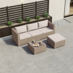 Lassic Garden Vida Hampton Natural 4 Seater Corner Rattan Garden Outdoor Ukfr Bistro Set - thumbnail 5