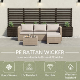 Lassic Garden Vida Hampton Natural 4 Seater Corner Rattan Garden Outdoor Ukfr Bistro Set - thumbnail 6