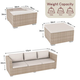 Lassic Garden Vida Hampton Natural 4 Seater Corner Rattan Garden Outdoor Ukfr Bistro Set - thumbnail 4