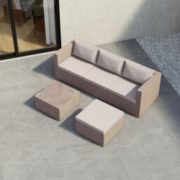 Lassic Garden Vida Hampton Natural 4 Seater Corner Rattan Garden Outdoor Ukfr Bistro Set - thumbnail 3