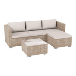 Lassic Garden Vida Hampton Natural 4 Seater Corner Rattan Garden Outdoor Ukfr Bistro Set - thumbnail 9