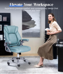 Executive Office Chair With Padded Flip-Up Armrest, Ergonomic Recliner Computer Chair With Tilt Function For Home Office Working - thumbnail 8