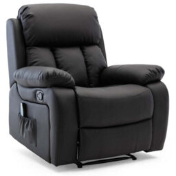 More4Homes Chester Manual Recliner Bonded Leather 1+3 Seater Sofa Set (Black) - thumbnail 5
