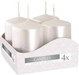 SolaDirect Pack Of 4 Pearl Pillar Candles Small (Width: 40 mm / Height: 60 mm Each) - thumbnail 1