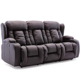 More4Homes Caesar Electric High Back Luxury Bond Grade Leather Recliner 3 Seater Sofa (Brown) - thumbnail 2