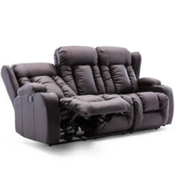 More4Homes Caesar Electric High Back Luxury Bond Grade Leather Recliner 3 Seater Sofa (Brown) - thumbnail 3