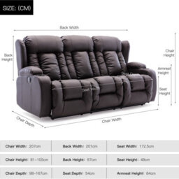 More4Homes Caesar Electric High Back Luxury Bond Grade Leather Recliner 3 Seater Sofa (Brown) - thumbnail 9