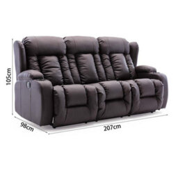 More4Homes Caesar Electric High Back Luxury Bond Grade Leather Recliner 3 Seater Sofa (Brown) - thumbnail 7