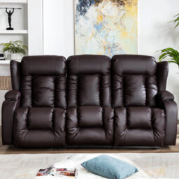 More4Homes Caesar Electric High Back Luxury Bond Grade Leather Recliner 3 Seater Sofa (Brown) - thumbnail 8