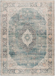 Livabliss Becki Owens Marlene-Vintage Blue Grey Traditional Vintage Boho Living Dining Bedroom Rug 198 X 275 Cm Easy Care, Non Shedding