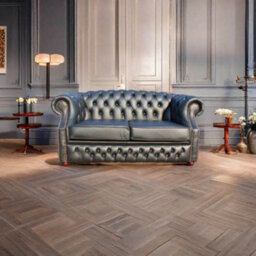 Chesterfield 2 Seater Shelly Black Real Leather Sofa Bespoke In Buckingham Style - thumbnail 4