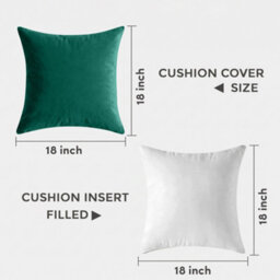 Oxford Homeware Set Of 2 Velvet Scatter Cushion Covers With Cushion Pads, Soft Touch Sofa Pillows (Green, 18X18 Inch) - thumbnail 6