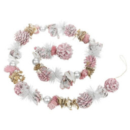 Urbn-Living Urbnliving 150Cm Genuine Pinecone Christmas Garland Pink Tree Fireplace Decor Xmas Door Wreath