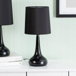 Valuelights Teardrop Pair Of Black Touch Table Lamps With Black Shade And Bulbs - thumbnail 2
