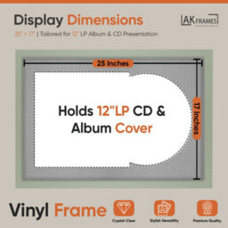 "AK Frames 25X17"" Green Modern Vinyl Record Frame With Silver Mount For 12 Inch Lp Cover & Disc - Overlapped Design" - thumbnail 2