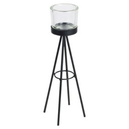 Urbn-Living Urbnliving 2Pcs 8X19Cm & 8X24Cm Tall Metal Tripod Tealight Candle Stick Stand Glass Holder Set - thumbnail 3