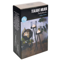 Urbn-Living Urbnliving 2Pcs 8X19Cm & 8X24Cm Tall Metal Tripod Tealight Candle Stick Stand Glass Holder Set - thumbnail 5