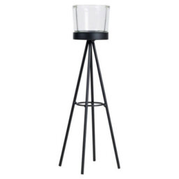 Urbn-Living Urbnliving 2Pcs 8X19Cm & 8X24Cm Tall Metal Tripod Tealight Candle Stick Stand Glass Holder Set - thumbnail 4