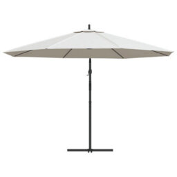 Berkfield Cantilever Umbrella 3.5 M Sand White - thumbnail 4