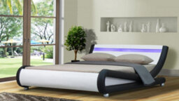 Comfy Living 4Ft6 Mallorca Led Faux Leather Bed Frame Black & White