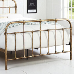 OAT Home Camden Antique Brass Effect Victorian Hospital Metal Double Bed Frame - thumbnail 5