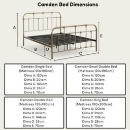 OAT Home Camden Antique Brass Effect Victorian Hospital Metal Double Bed Frame - thumbnail 9
