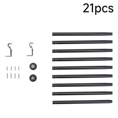 Living And Home Glossy Black Multi-Section Metal Telescopic Curtain Rod And Bracket, 183-366Cm - image 1