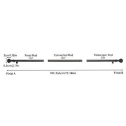Living And Home Glossy Black Multi-Section Metal Telescopic Curtain Rod And Bracket, 183-366Cm - thumbnail 9