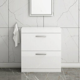 Royal Bathrooms Turin 800mm Gloss White Floor Standing Worktop Vanity Unit - 2 Drawer