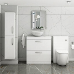 Royal Bathrooms Turin 800mm Gloss White Floor Standing Worktop Vanity Unit - 2 Drawer - thumbnail 2