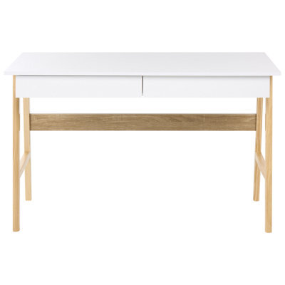 Wyld And Coco Novahome Two-Tone Desk 120 X 60 Cm With 2 Drawers, White And Warm Brown - image 1