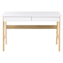 Wyld And Coco Novahome Two-Tone Desk 120 X 60 Cm With 2 Drawers, White And Warm Brown - thumbnail 1