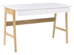 Wyld And Coco Novahome Two-Tone Desk 120 X 60 Cm With 2 Drawers, White And Warm Brown - thumbnail 3