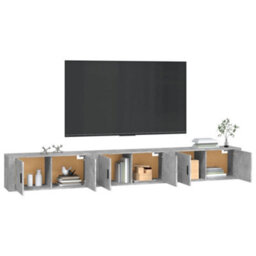 Berkfield Wall-Mounted Tv Cabinets 3 Pcs Concrete Grey 100X34.5X40 Cm - thumbnail 3