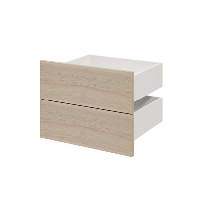 GoodHome Atomia Modular Matt Oak Effect Slab Medium External Drawer (H)185mm (W)497mm (D)390mm, Set Of 2 - image 1